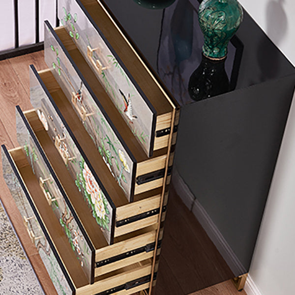 Commode en bois massif de coffre de rangement traditionnel avec 5 tiroirs, largeur de 15,6 pouces