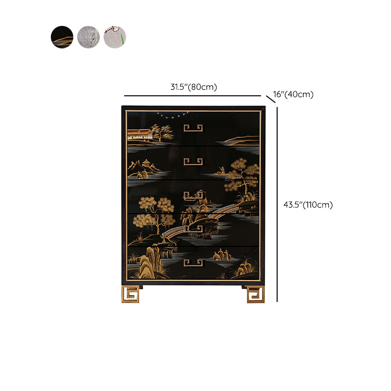 Commode en bois massif de coffre de rangement traditionnel avec 5 tiroirs, largeur de 15,6 pouces