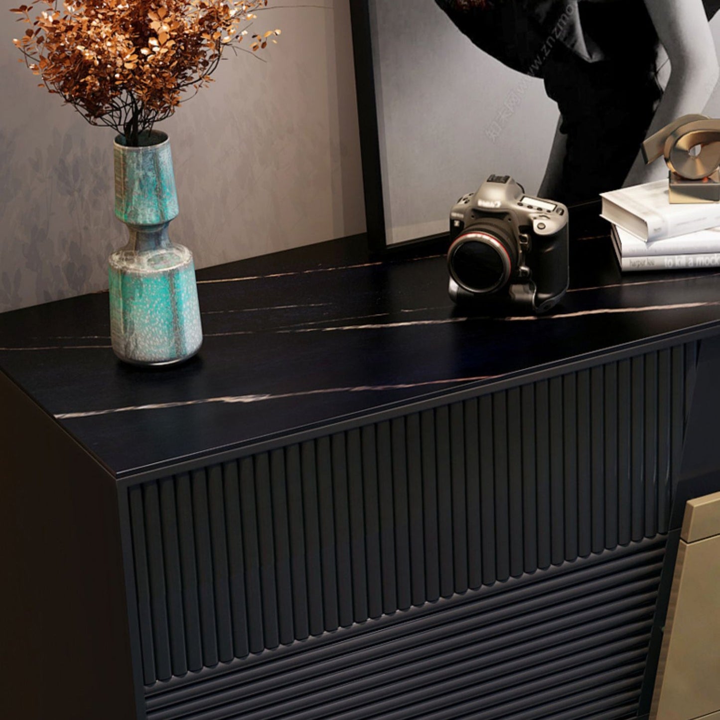 Eigentijdse stenen opbergkist met 4/5 laden, 15,6 inch breed