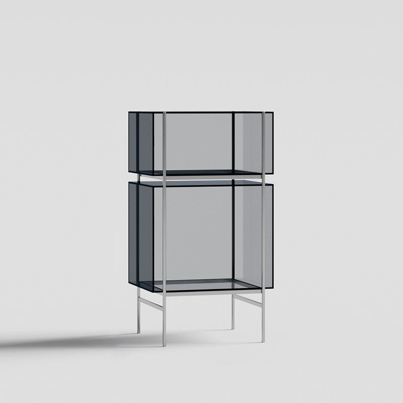 Contemporary Closed Back Standard Bookshelf Acrylic Bookcase with Shelves for Study Room 24"L x 16"W x 43"H Grey Clearhalo 'Bookcases' 'furn' 'furn_bookcases' 'Furniture' 'Office Furniture' 7130095