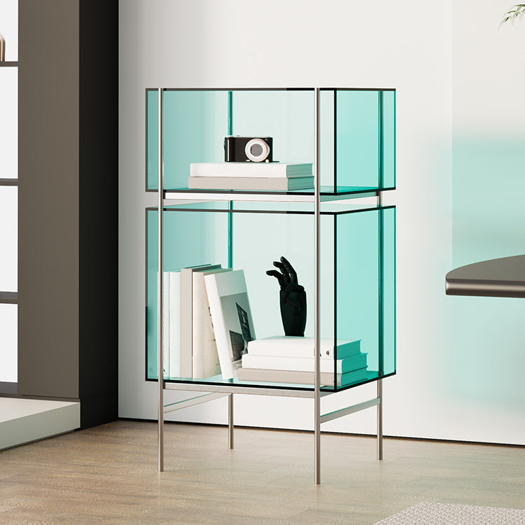 Contemporary Closed Back Standard Bookshelf Acrylic Bookcase with Shelves for Study Room Clearhalo 'Bookcases' 'furn' 'furn_bookcases' 'Furniture' 'Office Furniture' 7130097