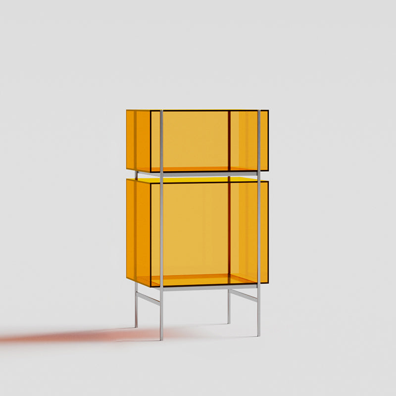 Contemporary Closed Back Standard Bookshelf Acrylic Bookcase with Shelves for Study Room 24"L x 16"W x 43"H Orange Clearhalo 'Bookcases' 'furn' 'furn_bookcases' 'Furniture' 'Office Furniture' 7130100