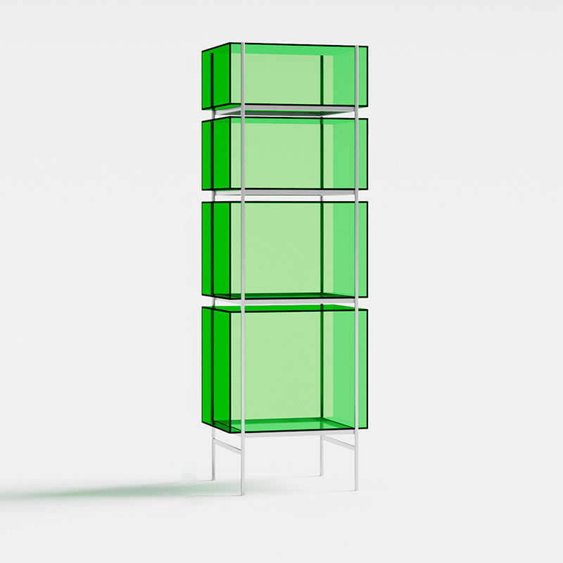 Contemporary Closed Back Standard Bookshelf Acrylic Bookcase with Shelves for Study Room 23.6"L x 15.7"W x 72.8"H Green Clearhalo 'Bookcases' 'furn' 'furn_bookcases' 'Furniture' 'Office Furniture' 7130104