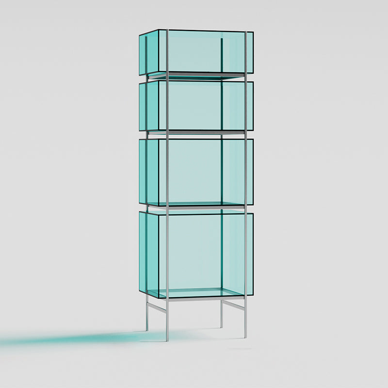 Contemporary Closed Back Standard Bookshelf Acrylic Bookcase with Shelves for Study Room 23.6"L x 15.7"W x 72.8"H Light Green Clearhalo 'Bookcases' 'furn' 'furn_bookcases' 'Furniture' 'Office Furniture' 7130106