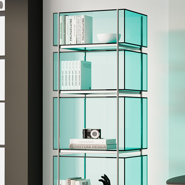 Contemporary Closed Back Standard Bookshelf Acrylic Bookcase with Shelves for Study Room Clearhalo 'Bookcases' 'furn' 'furn_bookcases' 'Furniture' 'Office Furniture' 7130110