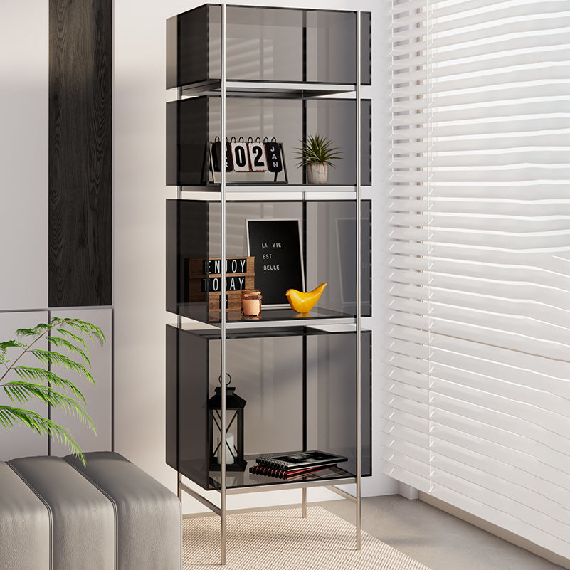 Contemporary Closed Back Standard Bookshelf Acrylic Bookcase with Shelves for Study Room Clearhalo 'Bookcases' 'furn' 'furn_bookcases' 'Furniture' 'Office Furniture' 7130111