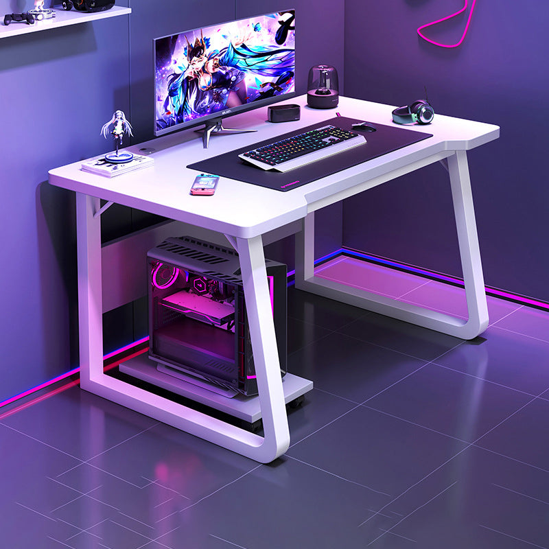 Contemporary Wood Gaming Desk Antique Finish Computer Desk with Metal Legs 31.5"L x 23.6"W x 29.5"H White Clearhalo 'furn' 'furn_office_desk' 'Furniture' 'Office Desks' 'Office Furniture' 'office_desk' 7130306