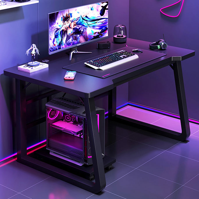 Contemporary Wood Gaming Desk Antique Finish Computer Desk with Metal Legs 31.5"L x 23.6"W x 29.5"H Matte Black Clearhalo 'furn' 'furn_office_desk' 'Furniture' 'Office Desks' 'Office Furniture' 'office_desk' 7130321