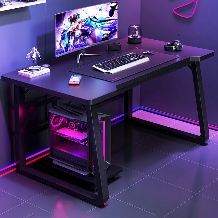 Contemporary Wood Gaming Desk Antique Finish Computer Desk with Metal Legs 47.2"L x 23.6"W x 29.5"H Matte Black Clearhalo 'furn' 'furn_office_desk' 'Furniture' 'Office Desks' 'Office Furniture' 'office_desk' 7130323