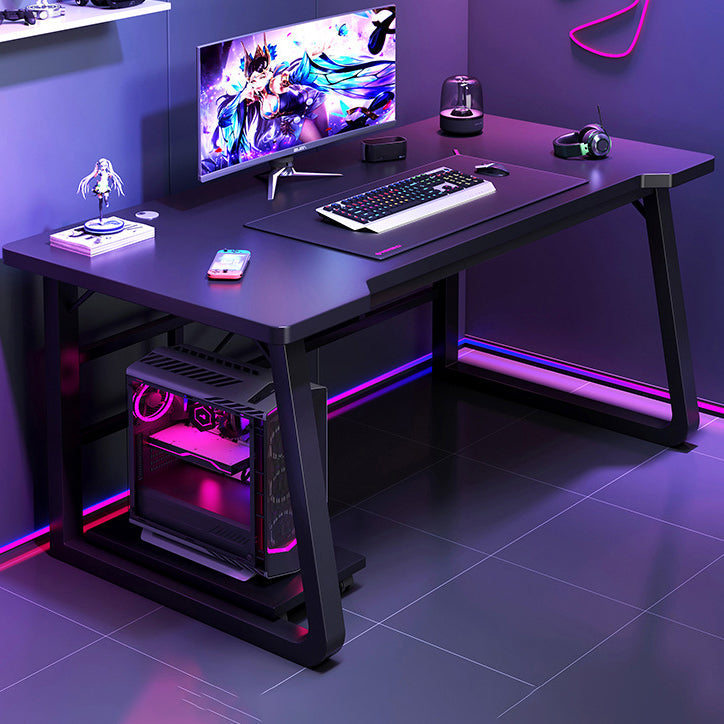 Contemporary Wood Gaming Desk Antique Finish Computer Desk with Metal Legs 39.4"L x 23.6"W x 29.5"H Matte Black Clearhalo 'furn' 'furn_office_desk' 'Furniture' 'Office Desks' 'Office Furniture' 'office_desk' 7130324