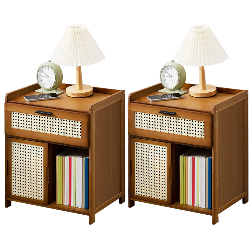 Contemporary Night Table Open Storage Accent Table Nightstand for Home Tan 2 Piece Set 1 Clearhalo 'Bedroom Furniture' 'furn' 'furn_night_stand' 'Furniture' 'night_stand' 'Nightstands' 7130694