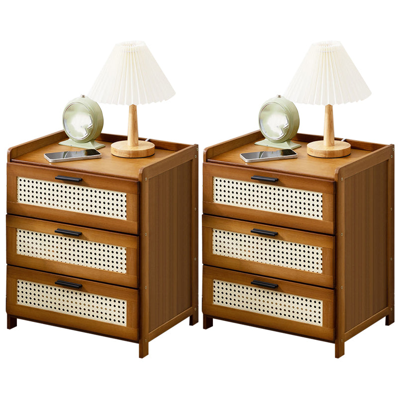 Contemporary Night Table Open Storage Accent Table Nightstand for Home Tan 2 Piece Set 3 Clearhalo 'Bedroom Furniture' 'furn' 'furn_night_stand' 'Furniture' 'night_stand' 'Nightstands' 7130697
