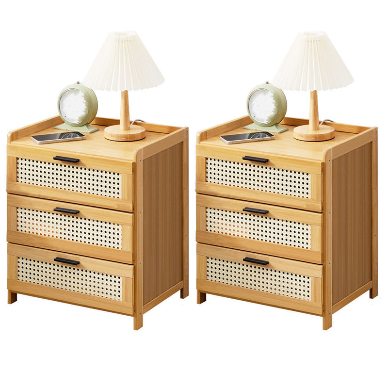 Contemporary Night Table Open Storage Accent Table Nightstand for Home Natural 2 Piece Set 3 Clearhalo 'Bedroom Furniture' 'furn' 'furn_night_stand' 'Furniture' 'night_stand' 'Nightstands' 7130703