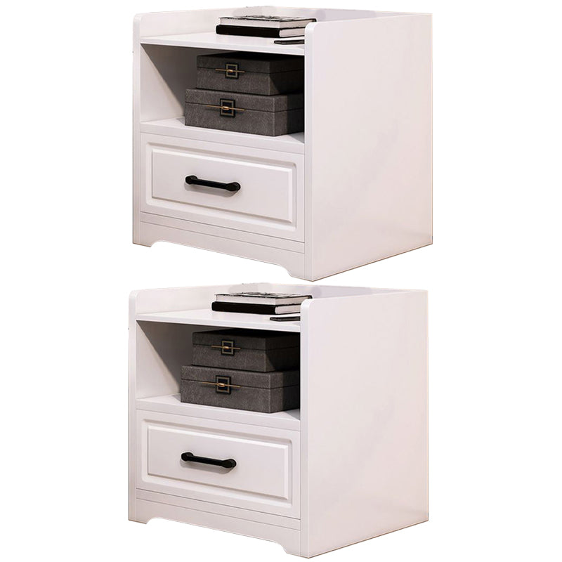 Modern Accent Table Nightstand Drawer Storage Night Table for Home White 2 Piece Set 1 Clearhalo 'Bedroom Furniture' 'furn' 'furn_night_stand' 'Furniture' 'night_stand' 'Nightstands' 7130732