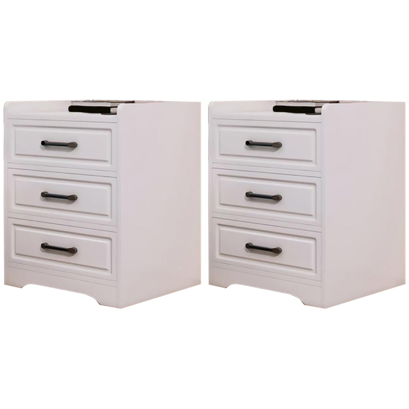Modern Accent Table Nightstand Drawer Storage Night Table for Home White 2 Piece Set 3 Clearhalo 'Bedroom Furniture' 'furn' 'furn_night_stand' 'Furniture' 'night_stand' 'Nightstands' 7130738