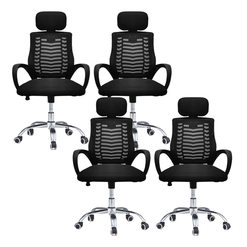 Modern Slide Chair Fixed Arms No Distressing Ergonomic Chair with Breathable Back 4 Piece Set Clearhalo 'furn' 'furn_office_chair' 'Furniture' 'Office Chairs' 'Office Furniture' 'office_chair' 7130810