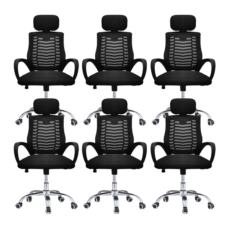 Modern Slide Chair Fixed Arms No Distressing Ergonomic Chair with Breathable Back 6 Piece Set Clearhalo 'furn' 'furn_office_chair' 'Furniture' 'Office Chairs' 'Office Furniture' 'office_chair' 7130812