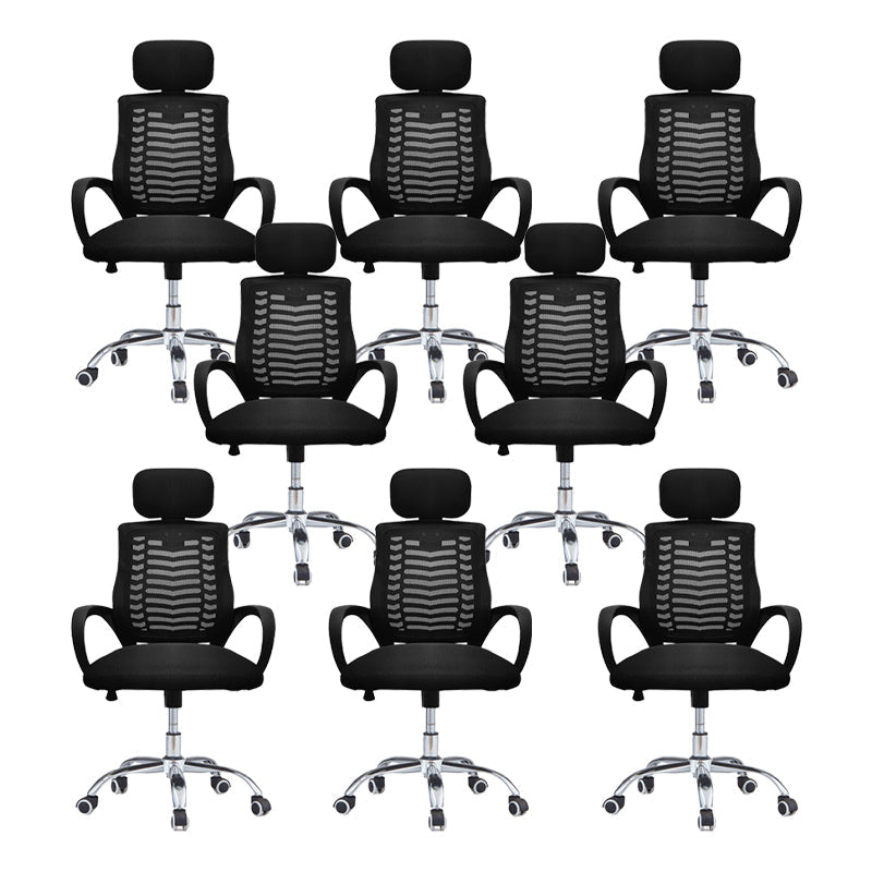 Modern Slide Chair Fixed Arms No Distressing Ergonomic Chair with Breathable Back 8 Piece Set Clearhalo 'furn' 'furn_office_chair' 'Furniture' 'Office Chairs' 'Office Furniture' 'office_chair' 7130814