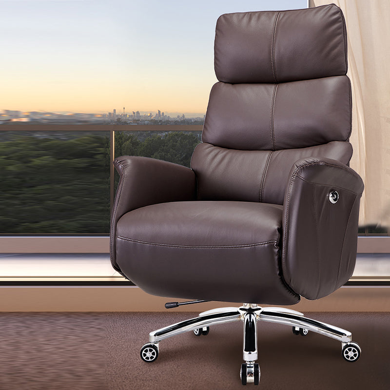 Modern Slide Office Chair Armless Leather Adjustable Seat Height Chair Brown 1 Piece Clearhalo 'furn' 'furn_office_chair' 'Furniture' 'Office Chairs' 'Office Furniture' 'office_chair' 7130869