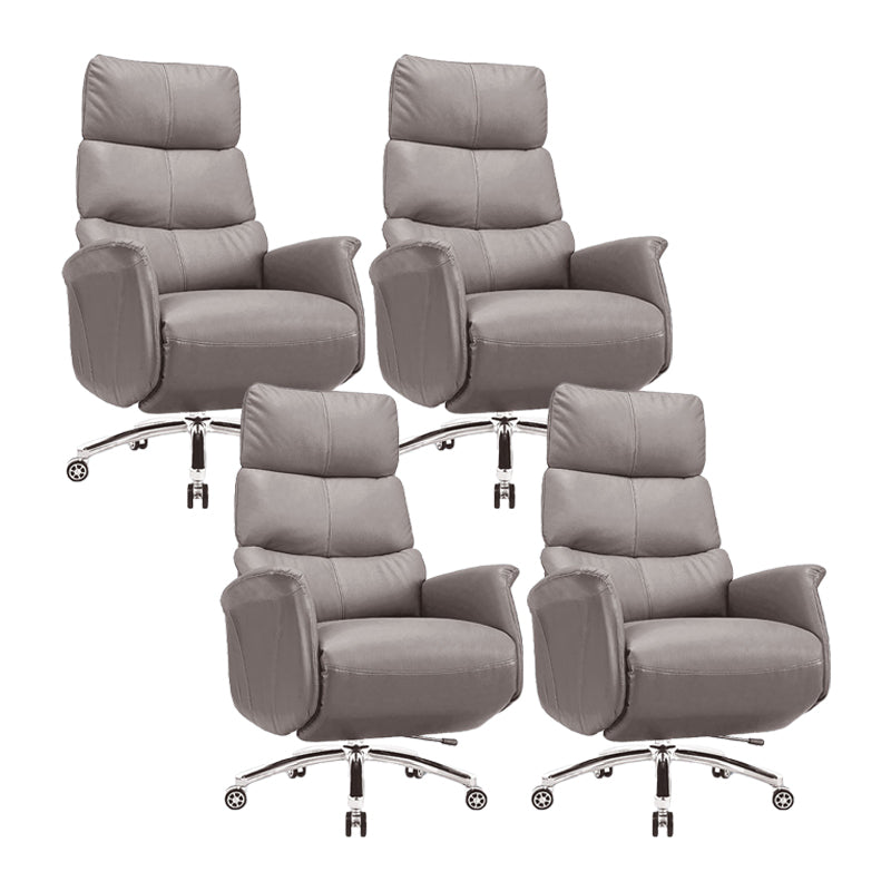 Modern Slide Office Chair Armless Leather Adjustable Seat Height Chair Khaki 4 Piece Set Clearhalo 'furn' 'furn_office_chair' 'Furniture' 'Office Chairs' 'Office Furniture' 'office_chair' 7130872