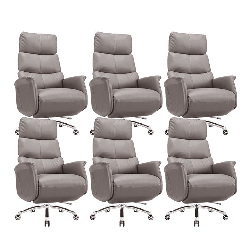 Modern Slide Office Chair Armless Leather Adjustable Seat Height Chair Khaki 6 Piece Set Clearhalo 'furn' 'furn_office_chair' 'Furniture' 'Office Chairs' 'Office Furniture' 'office_chair' 7130873