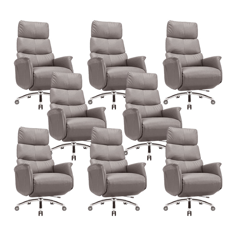 Modern Slide Office Chair Armless Leather Adjustable Seat Height Chair Khaki 8 Piece Set Clearhalo 'furn' 'furn_office_chair' 'Furniture' 'Office Chairs' 'Office Furniture' 'office_chair' 7130875