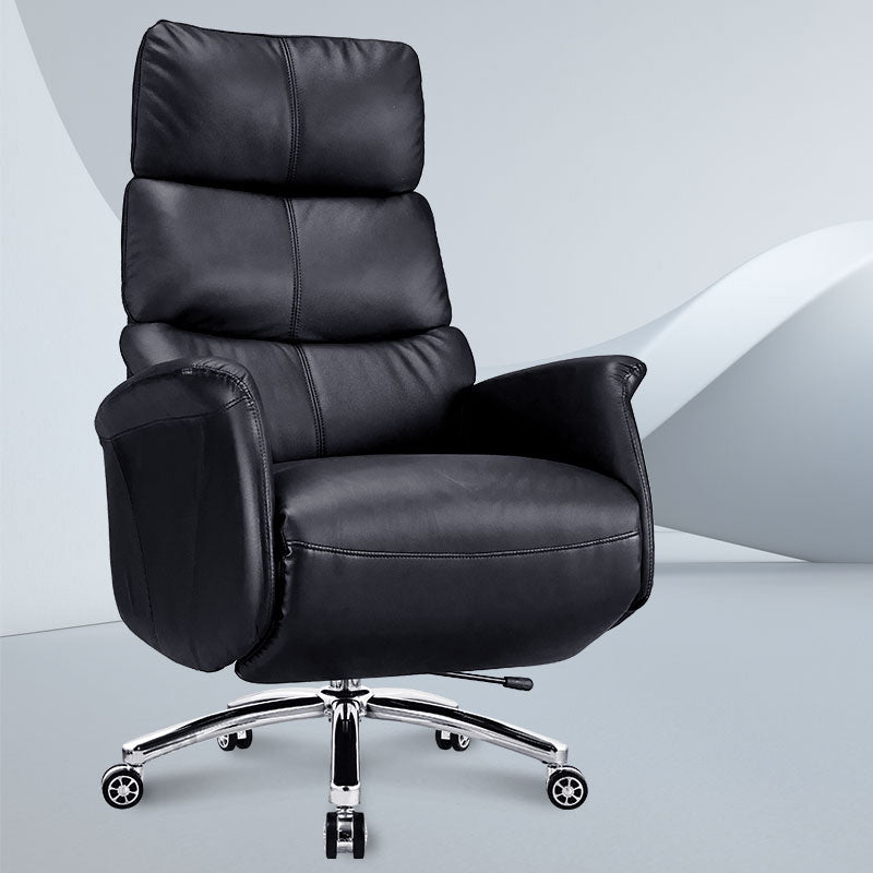 Modern Slide Office Chair Armless Leather Adjustable Seat Height Chair Black 1 Piece Clearhalo 'furn' 'furn_office_chair' 'Furniture' 'Office Chairs' 'Office Furniture' 'office_chair' 7130877