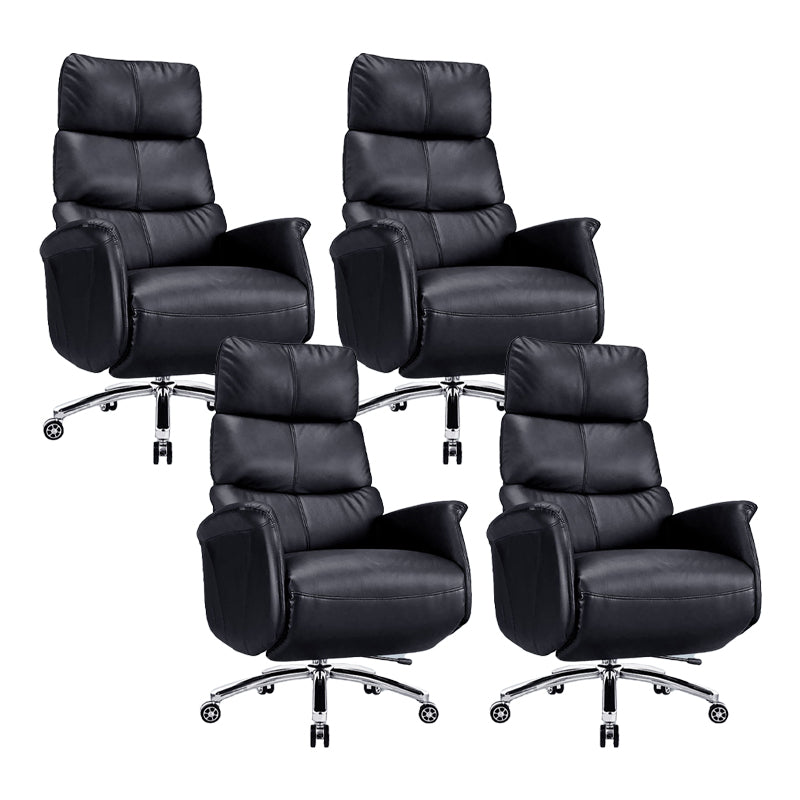 Modern Slide Office Chair Armless Leather Adjustable Seat Height Chair Black 4 Piece Set Clearhalo 'furn' 'furn_office_chair' 'Furniture' 'Office Chairs' 'Office Furniture' 'office_chair' 7130882