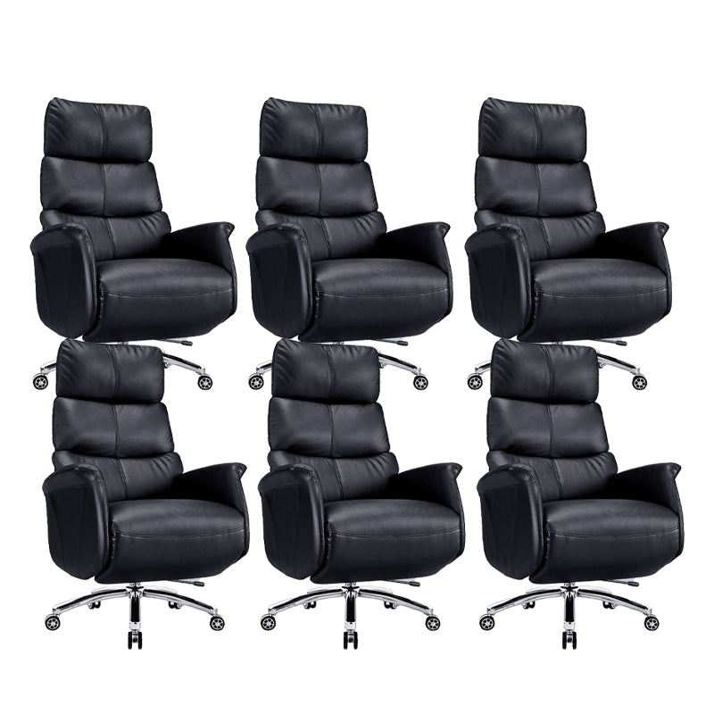 Modern Slide Office Chair Armless Leather Adjustable Seat Height Chair Black 6 Piece Set Clearhalo 'furn' 'furn_office_chair' 'Furniture' 'Office Chairs' 'Office Furniture' 'office_chair' 7130883