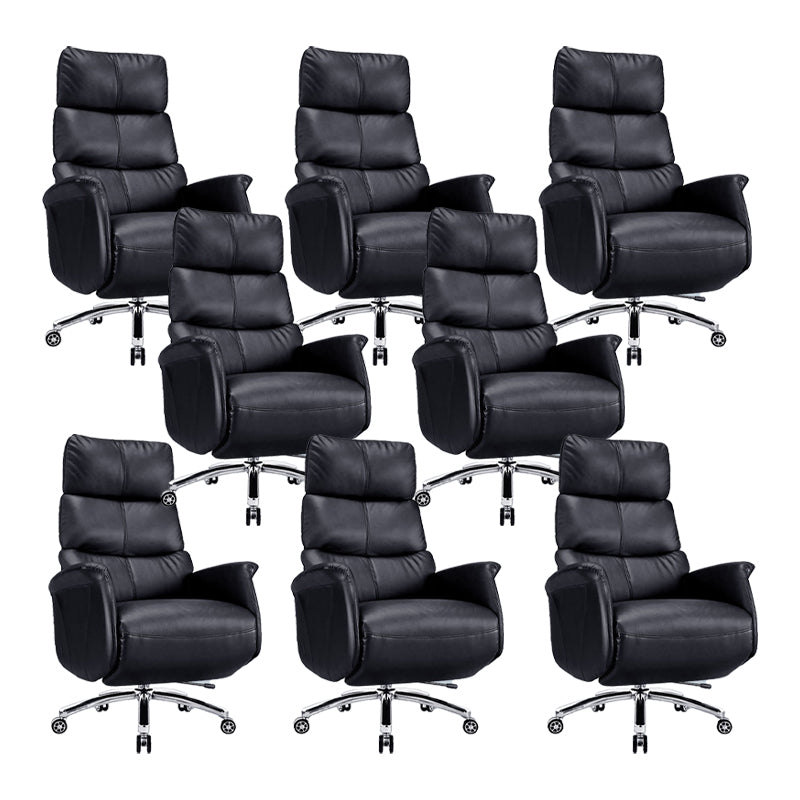 Modern Slide Office Chair Armless Leather Adjustable Seat Height Chair Black 8 Piece Set Clearhalo 'furn' 'furn_office_chair' 'Furniture' 'Office Chairs' 'Office Furniture' 'office_chair' 7130885