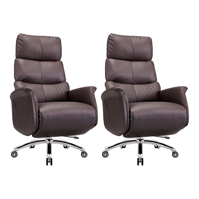 Modern Slide Office Chair Armless Leather Adjustable Seat Height Chair Brown 2 Piece Set Clearhalo 'furn' 'furn_office_chair' 'Furniture' 'Office Chairs' 'Office Furniture' 'office_chair' 7130886