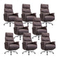 Modern Slide Office Chair Armless Leather Adjustable Seat Height Chair Brown 8 Piece Set Clearhalo 'furn' 'furn_office_chair' 'Furniture' 'Office Chairs' 'Office Furniture' 'office_chair' 7130889
