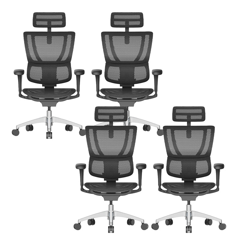 Modern Office Chair Removable Arms Adjustable Seat Height Desk Chair Black 4 Piece Set Without Footrest Clearhalo 'furn' 'furn_office_chair' 'Furniture' 'Office Chairs' 'Office Furniture' 'office_chair' 7130895