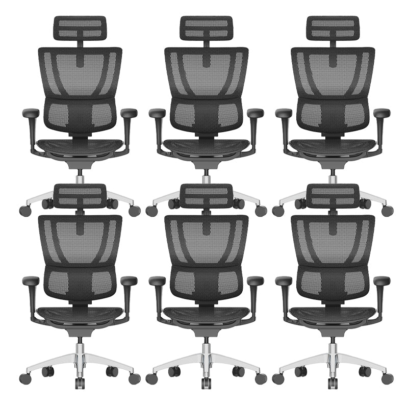 Modern Office Chair Removable Arms Adjustable Seat Height Desk Chair Black 6 Piece Set Without Footrest Clearhalo 'furn' 'furn_office_chair' 'Furniture' 'Office Chairs' 'Office Furniture' 'office_chair' 7130897
