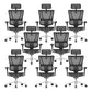 Modern Office Chair Removable Arms Adjustable Seat Height Desk Chair Black 8 Piece Set Without Footrest Clearhalo 'furn' 'furn_office_chair' 'Furniture' 'Office Chairs' 'Office Furniture' 'office_chair' 7130899