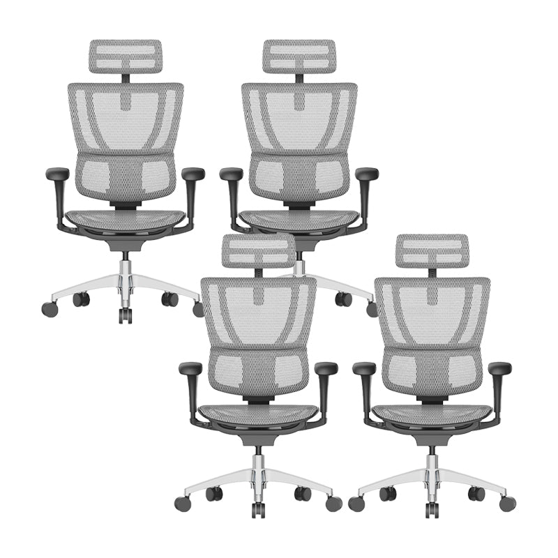 Modern Office Chair Removable Arms Adjustable Seat Height Desk Chair White 4 Piece Set Without Footrest Clearhalo 'furn' 'furn_office_chair' 'Furniture' 'Office Chairs' 'Office Furniture' 'office_chair' 7130905