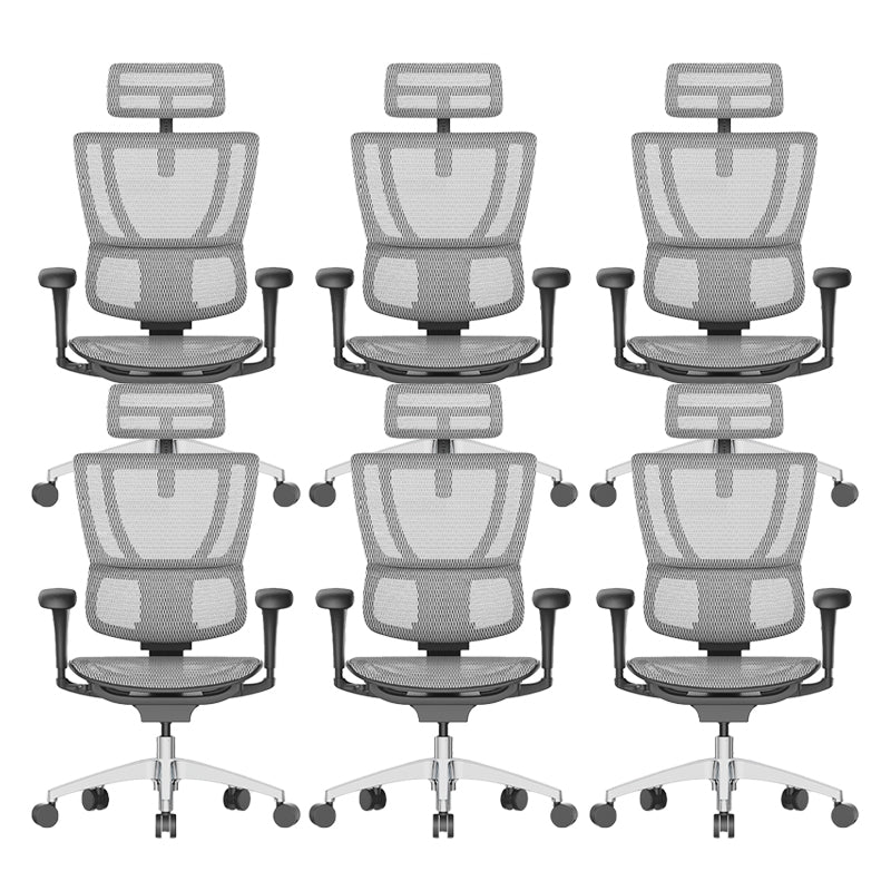 Modern Office Chair Removable Arms Adjustable Seat Height Desk Chair White 6 Piece Set Without Footrest Clearhalo 'furn' 'furn_office_chair' 'Furniture' 'Office Chairs' 'Office Furniture' 'office_chair' 7130907