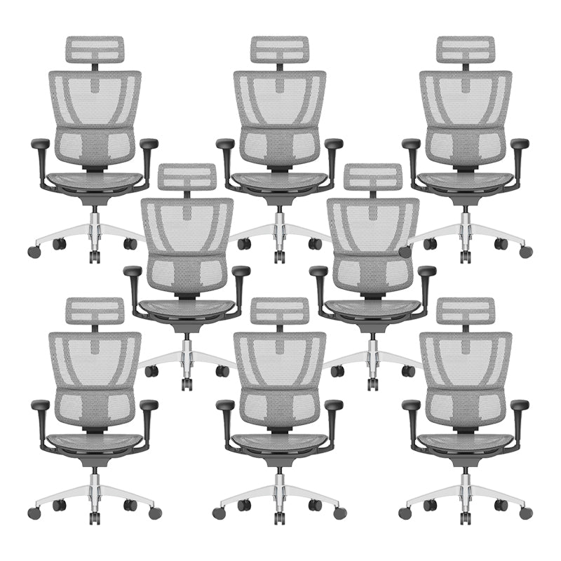 Modern Office Chair Removable Arms Adjustable Seat Height Desk Chair White 8 Piece Set Without Footrest Clearhalo 'furn' 'furn_office_chair' 'Furniture' 'Office Chairs' 'Office Furniture' 'office_chair' 7130908