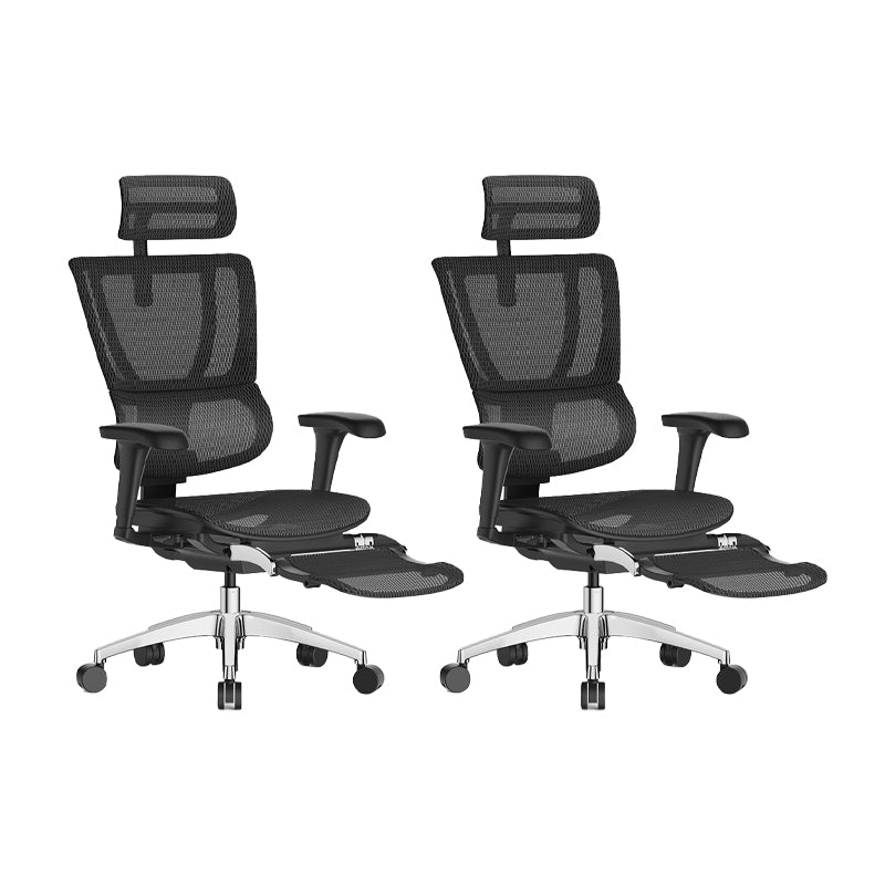 Modern Office Chair Removable Arms Adjustable Seat Height Desk Chair Black 2 Piece Set With Footrest Clearhalo 'furn' 'furn_office_chair' 'Furniture' 'Office Chairs' 'Office Furniture' 'office_chair' 7130910