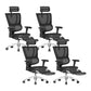 Modern Office Chair Removable Arms Adjustable Seat Height Desk Chair Black 4 Piece Set With Footrest Clearhalo 'furn' 'furn_office_chair' 'Furniture' 'Office Chairs' 'Office Furniture' 'office_chair' 7130911