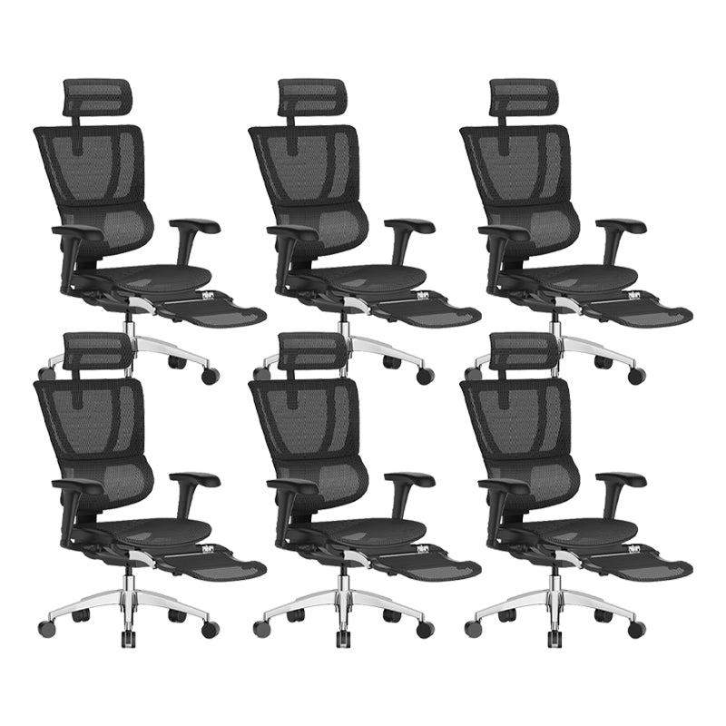 Modern Office Chair Removable Arms Adjustable Seat Height Desk Chair Black 6 Piece Set With Footrest Clearhalo 'furn' 'furn_office_chair' 'Furniture' 'Office Chairs' 'Office Furniture' 'office_chair' 7130912