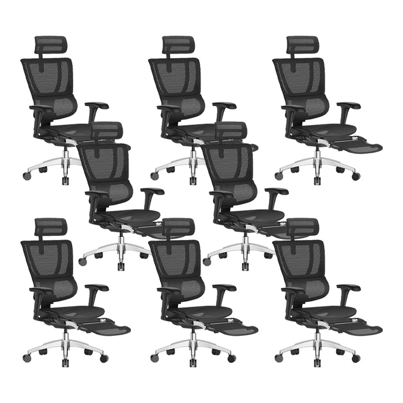 Modern Office Chair Removable Arms Adjustable Seat Height Desk Chair Black 8 Piece Set With Footrest Clearhalo 'furn' 'furn_office_chair' 'Furniture' 'Office Chairs' 'Office Furniture' 'office_chair' 7130913