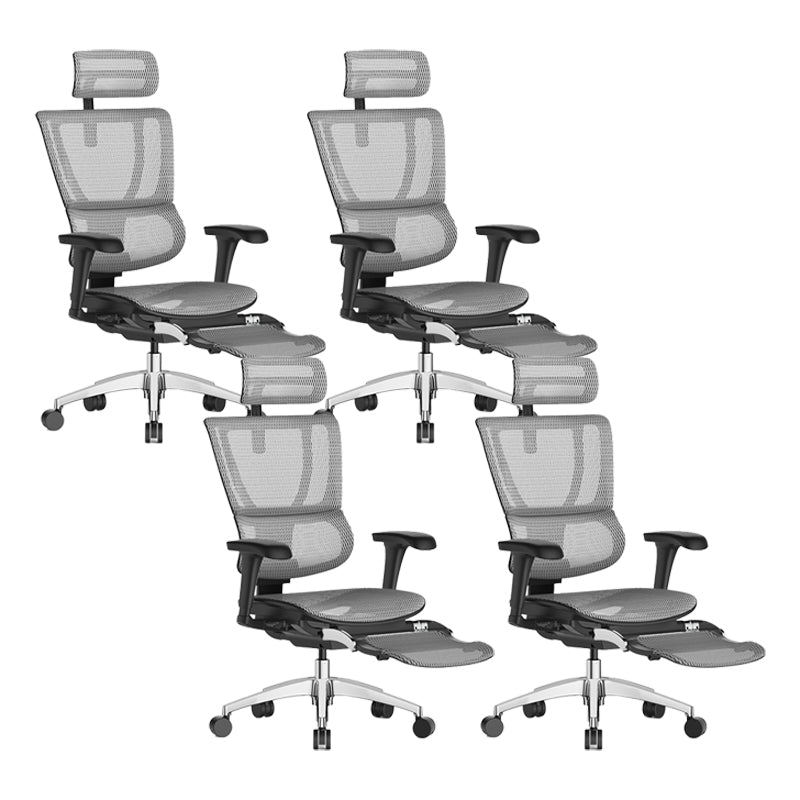 Modern Office Chair Removable Arms Adjustable Seat Height Desk Chair White 4 Piece Set With Footrest Clearhalo 'furn' 'furn_office_chair' 'Furniture' 'Office Chairs' 'Office Furniture' 'office_chair' 7130916