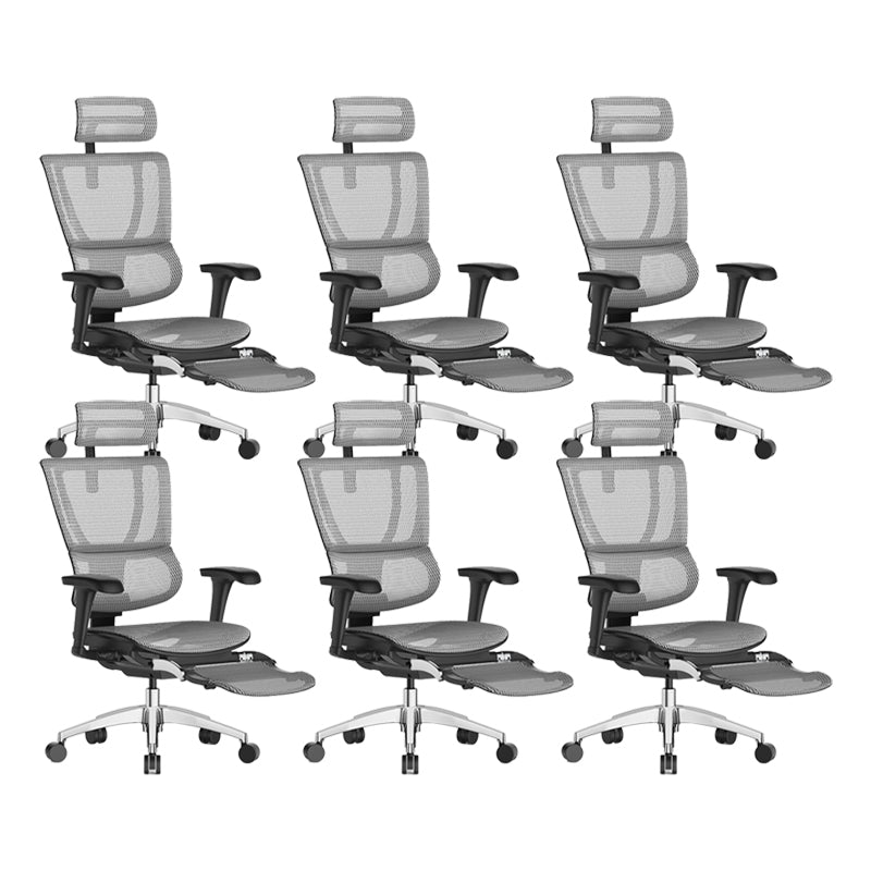 Modern Office Chair Removable Arms Adjustable Seat Height Desk Chair White 6 Piece Set With Footrest Clearhalo 'furn' 'furn_office_chair' 'Furniture' 'Office Chairs' 'Office Furniture' 'office_chair' 7130917