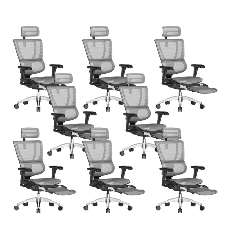 Modern Office Chair Removable Arms Adjustable Seat Height Desk Chair White 8 Piece Set With Footrest Clearhalo 'furn' 'furn_office_chair' 'Furniture' 'Office Chairs' 'Office Furniture' 'office_chair' 7130918