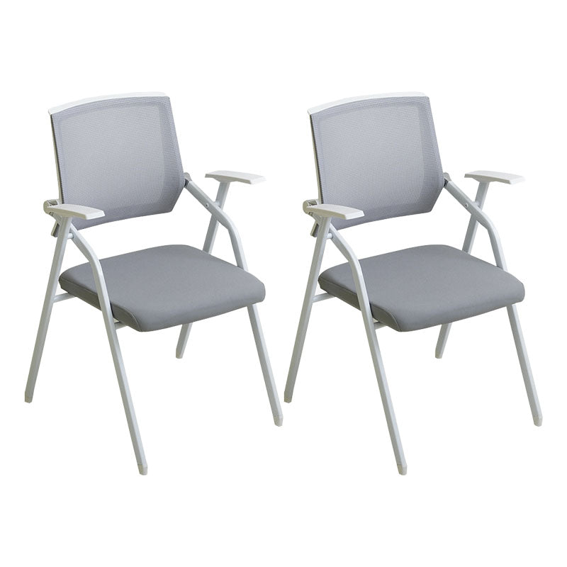 Contemporary Fixed Arms Conference Chair Mesh-back Task Chair for Office Without Writing Pad Gray 2 Piece Set Clearhalo 'furn' 'furn_office_chair' 'Furniture' 'Office Chairs' 'Office Furniture' 'office_chair' 7131039