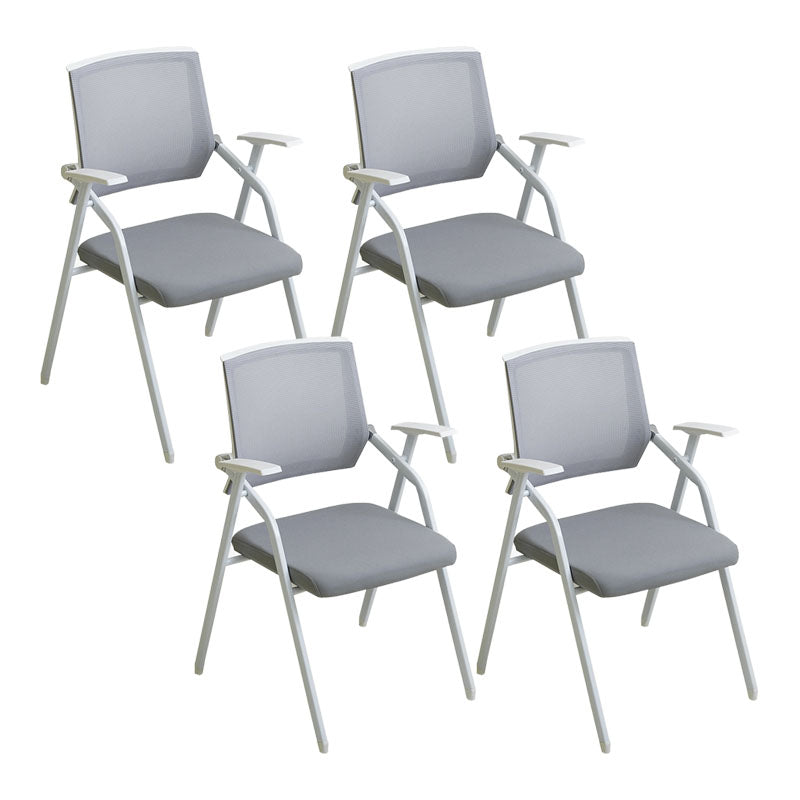 Contemporary Fixed Arms Conference Chair Mesh-back Task Chair for Office Without Writing Pad Gray 4 Piece Set Clearhalo 'furn' 'furn_office_chair' 'Furniture' 'Office Chairs' 'Office Furniture' 'office_chair' 7131041