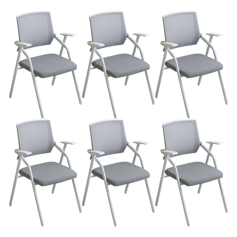 Contemporary Fixed Arms Conference Chair Mesh-back Task Chair for Office Without Writing Pad Gray 6 Piece Set Clearhalo 'furn' 'furn_office_chair' 'Furniture' 'Office Chairs' 'Office Furniture' 'office_chair' 7131044
