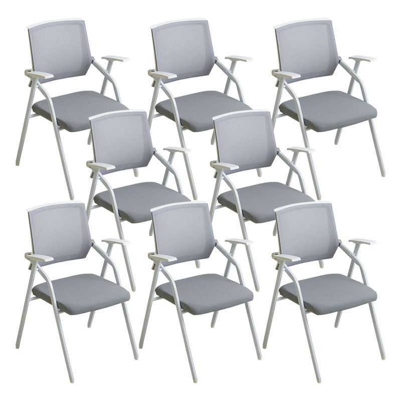 Contemporary Fixed Arms Conference Chair Mesh-back Task Chair for Office Without Writing Pad Gray 8 Piece Set Clearhalo 'furn' 'furn_office_chair' 'Furniture' 'Office Chairs' 'Office Furniture' 'office_chair' 7131045
