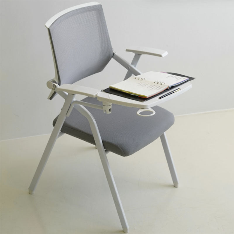 Contemporary Fixed Arms Conference Chair Mesh-back Task Chair for Office With Writing Pad Gray 1 Piece Clearhalo 'furn' 'furn_office_chair' 'Furniture' 'Office Chairs' 'Office Furniture' 'office_chair' 7131048